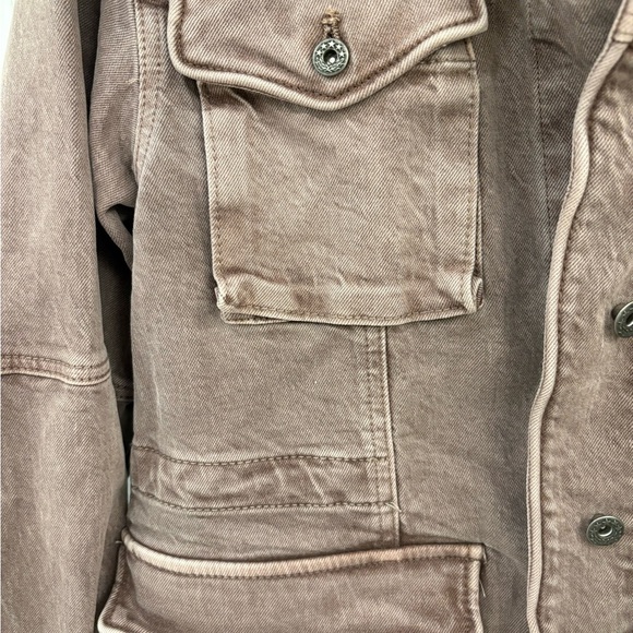 Free People Harley Military Distressed Utility Jacket Red Brown Size XS - Picture 9 of 16